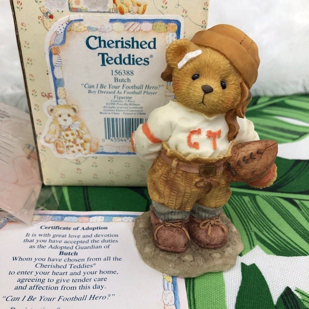 Cherished Teddies ENESCO Butch "Can I Be Your Football Hero?" Bear w/ Box Papers